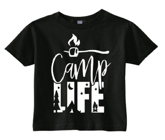 Custom Toddler Shirt -  Camp Life - Black (you choose design colour)