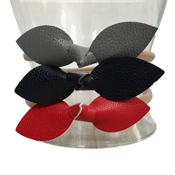 Leather Leaf Bows - 3-Pack-Headbands-[Calgary]-[Alberta]-[Canada]-[Affordable Children's Clothing]-Stinky Bunny
