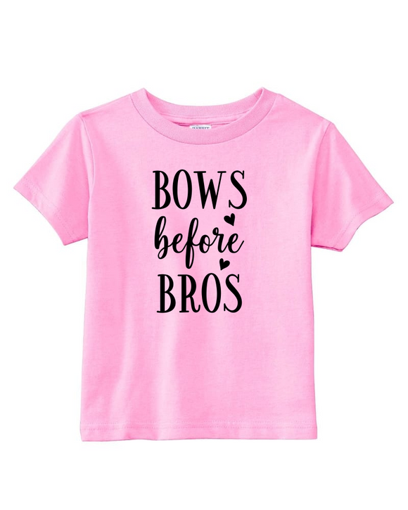 Custom Toddler Shirt - Bows Before Bros - Pink (you choose design colour)-Shirts-[Calgary]-[Alberta]-[Canada]-[Affordable Children's Clothing]-Stinky Bunny