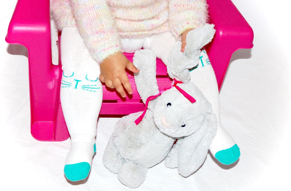 Stinky Bunny little girl fashion tights, baby fashion socks, trendy toddler socks