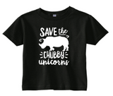 Custom Toddler Shirt - Save the Chubby Unicorns - Black (you choose design colour)