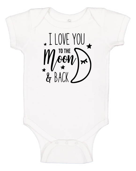 Custom Onesie - I Love You to the Moon (you choose design colour)-Onesies-[Calgary]-[Alberta]-[Canada]-[Affordable Children's Clothing]-Stinky Bunny