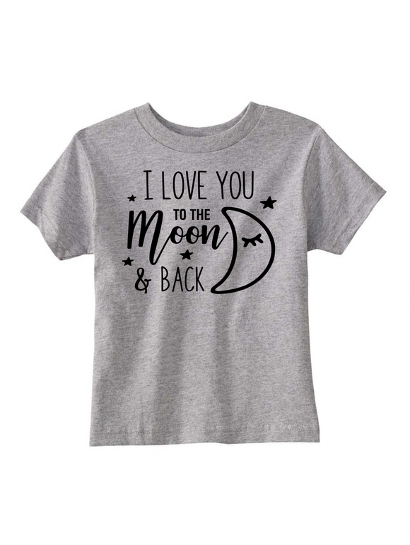 Custom Toddler Shirt - I Love You to the Moon and Back - Grey (you choose design colour)