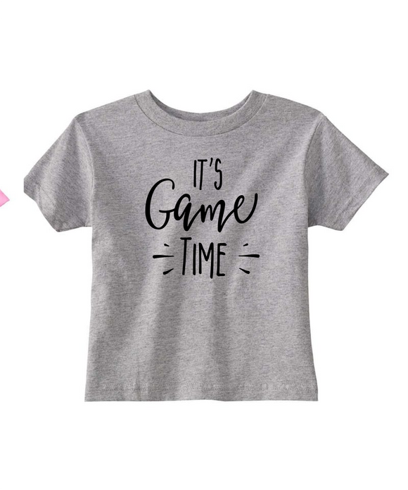 Custom Toddler Shirt - It's Game Time - Grey (you choose design colour)