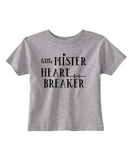 Custom Toddler Shirt - Little Mister Heart Breaker - Grey (you choose design colour)